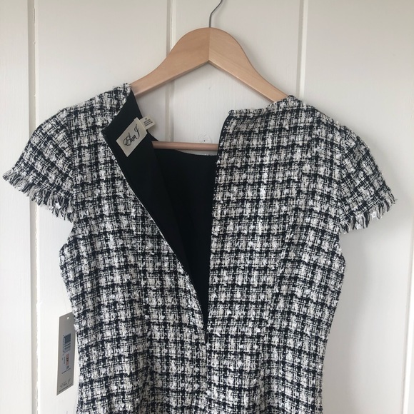 2xHP🎉NWT ELIZA J Black & White Tweed Dress - Picture 6 of 13